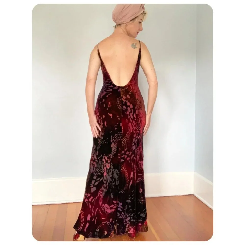Vintage Andrea Polizzi for Rex Lester 90’s Burnout Velvet Bedazzled Dress - Picture 4 of 10